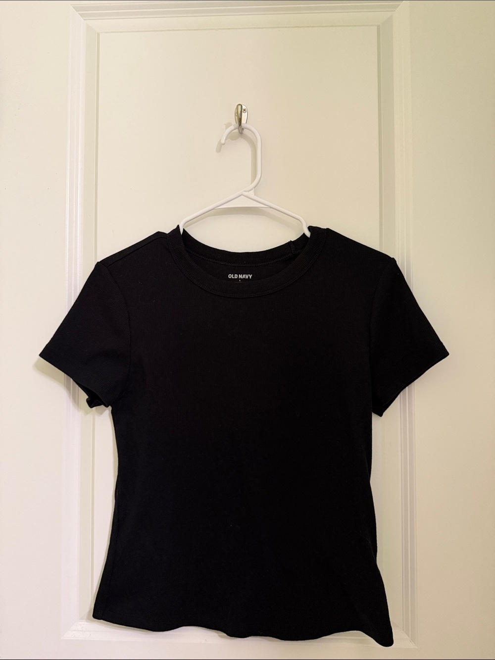 Old Navy Black Short Sleeve Ribbed Crew Tee